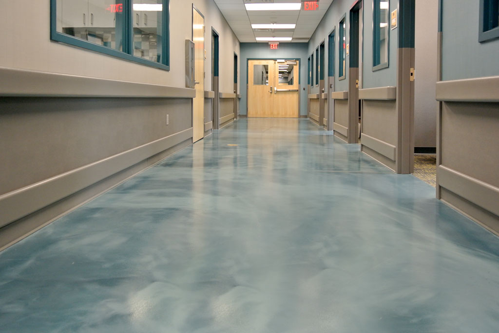 Metallic epoxy coating with a Satin finish in a Hospital