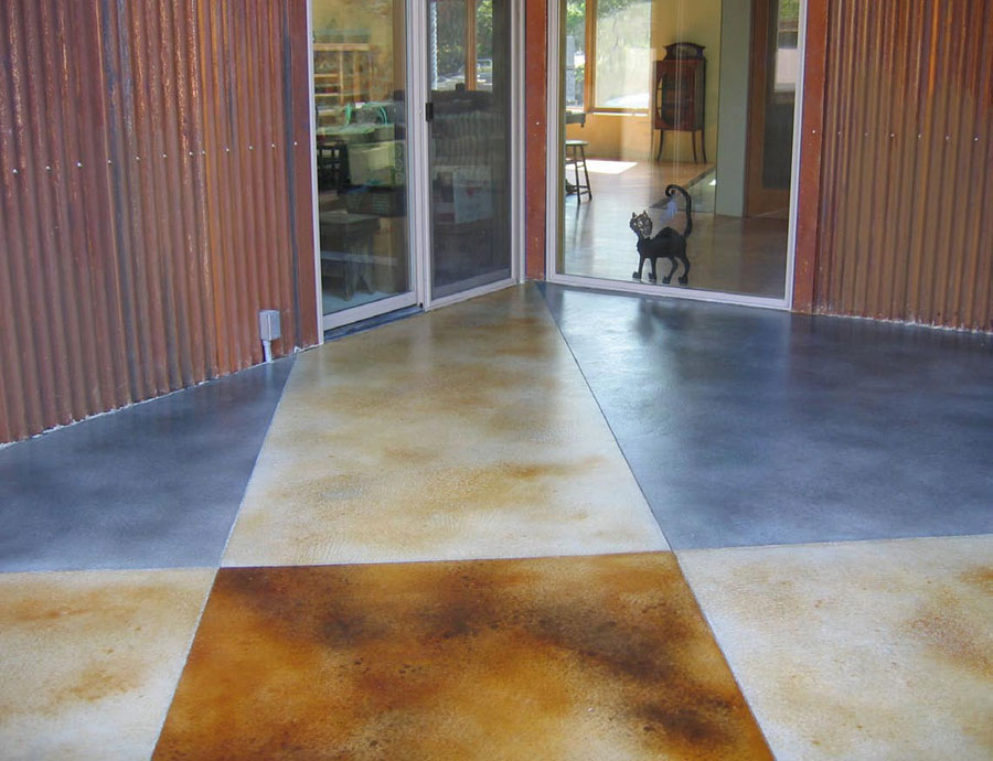 Projects using concrete dyes, water based stains and chemical stains