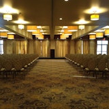 The Regalia Ballroom set for a speaker and theatre audience 